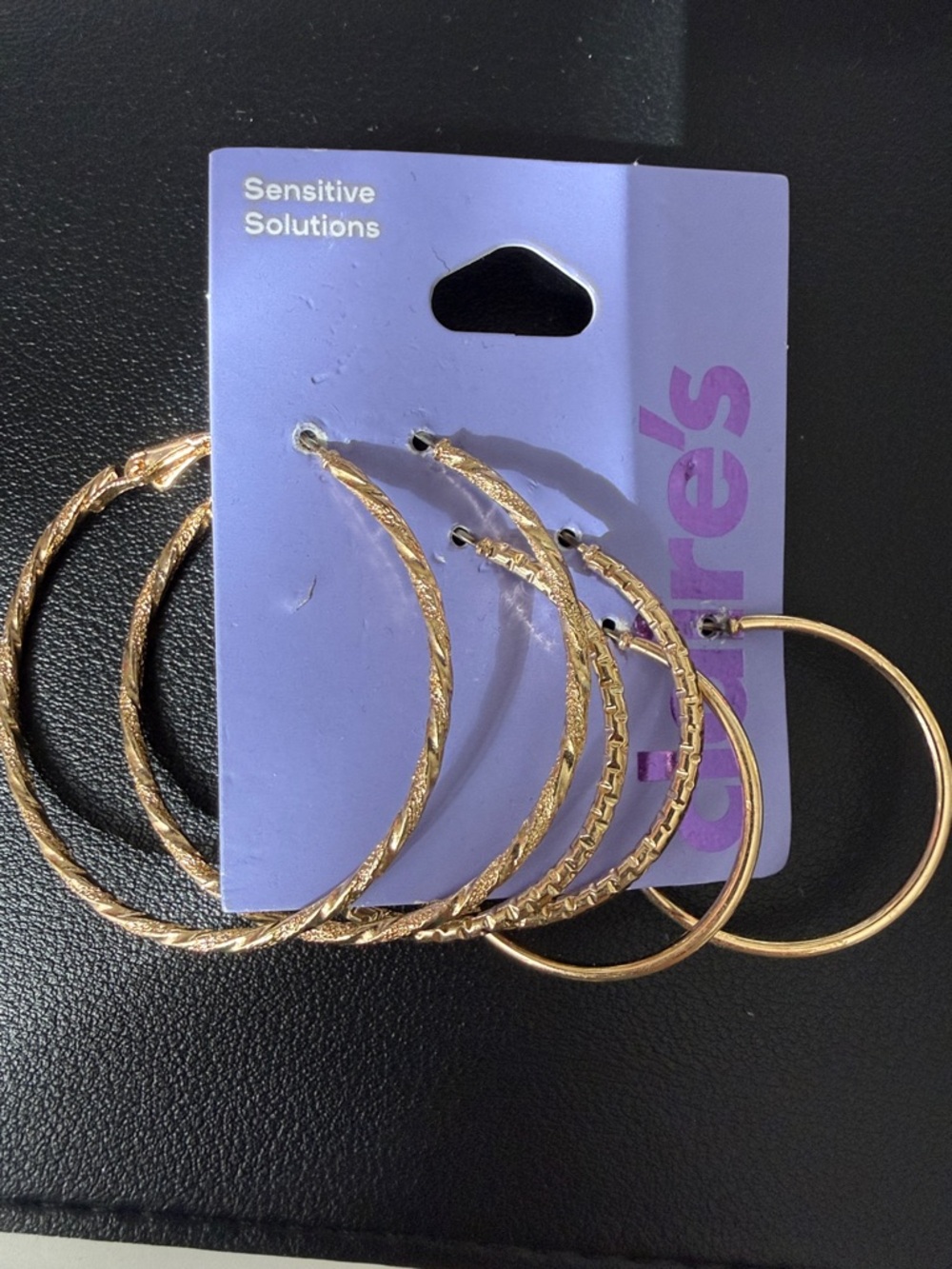 Claire's Gold-Tone Textured Hoop Earring Set